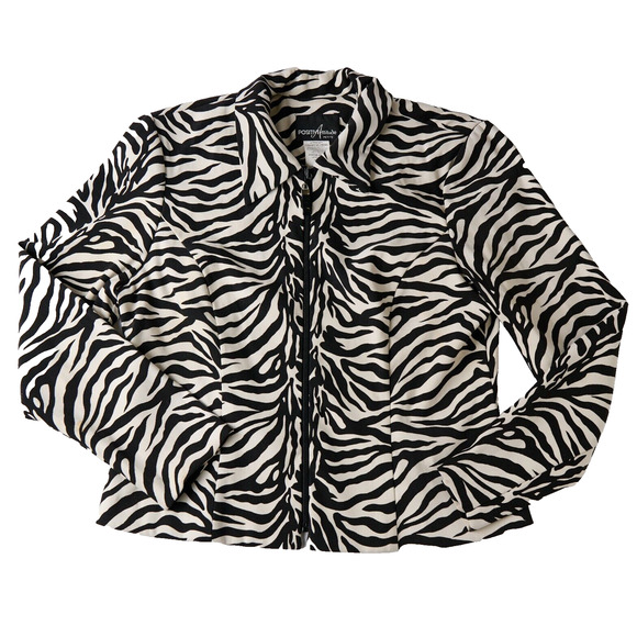 Positive Attitude Jackets & Blazers - Vtg Positive Attitude Jacket Womens 10 Tan Zebra Print Long Sleeve Zip Y2K 90s